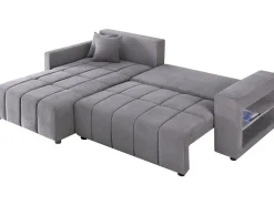 Canapé d'angle convertible tissu chenille 3 places - "Trocadero" - Gris