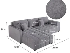 Canapé d'angle convertible tissu chenille 3 places - 