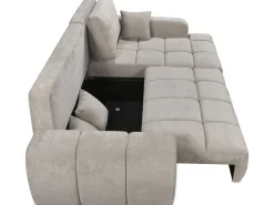 Canapé d'angle droit convertible en tissu chenille "Verneuil" - 3 places - Beige