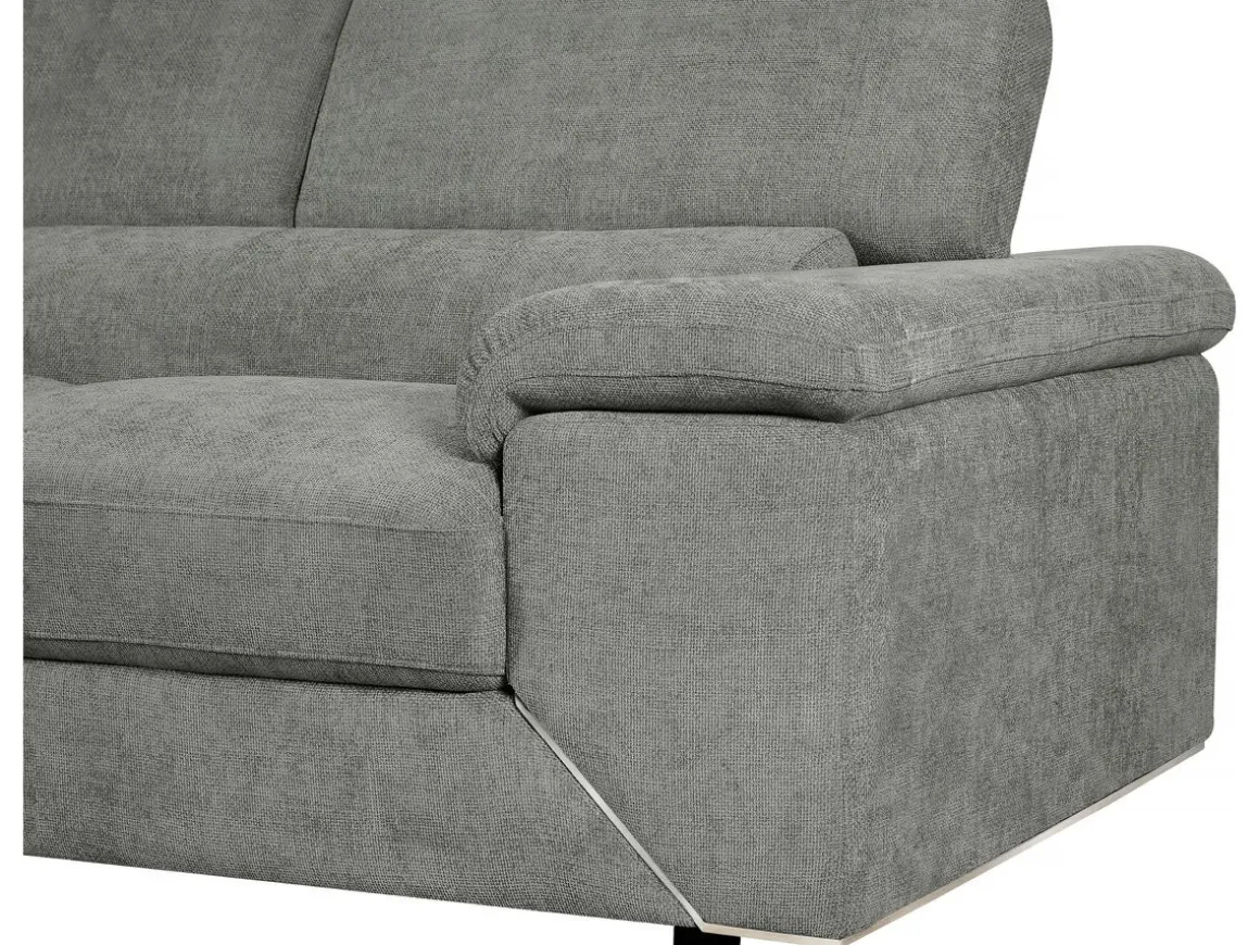 Canapé d'angle en tissu chenille "London" - 4 places - Gris