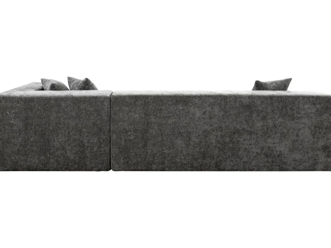 Canapé d'angle en tissu texturé "Tessaro" - 4 places - Gris
