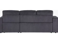 Canapé d'angle en velours côtelé convertible/réversible "Axel" - 3 places - Gris