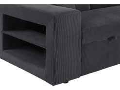 Canapé d'angle en velours côtelé convertible/réversible "Axel" - 3 places - Gris
