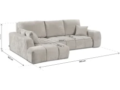 Canapé d'angle gauche convertible en tissu chenille