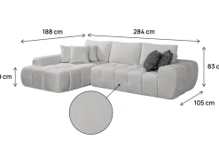 Canapé d'angle gauche en tissu style bubble 