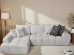 Canapé d'angle gauche en tissu style bubble 