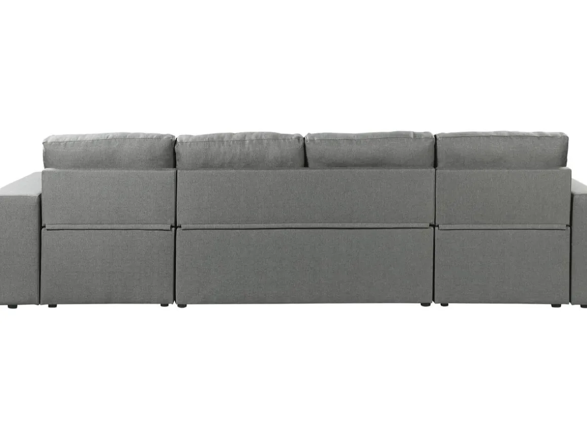 Canapé d'angle panoramique convertible en tissu "Axel" - 4 places - Gris