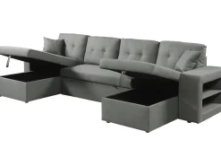 Canapé d'angle panoramique convertible en tissu