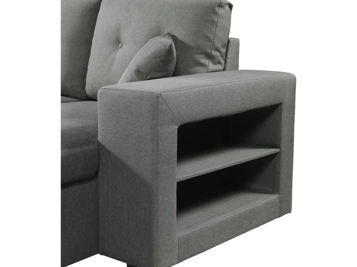 Canapé d'angle panoramique convertible en tissu "Axel" - 4 places - Gris