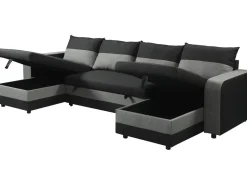 Canapé d'angle panoramique convertible en tissu 