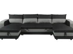 Canapé d'angle panoramique convertible en tissu 