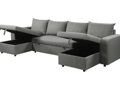 Canapé d'angle panoramique convertible en tissu 