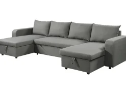 Canapé d'angle panoramique convertible en tissu 