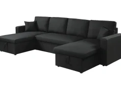 Canapé d'angle panoramique convertible en tissu 