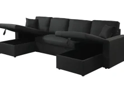 Canapé d'angle panoramique convertible en tissu 