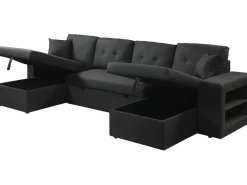 Canapé d'angle panoramique convertible en tissu 