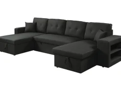 Canapé d'angle panoramique convertible en tissu 