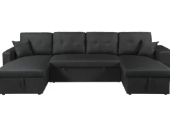Canapé d'angle panoramique convertible en tissu 