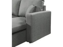 Canapé d'angle panoramique convertible en tissu "Alain" - 4 places - Gris