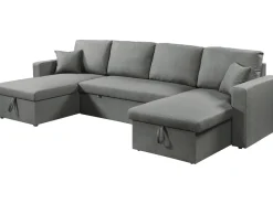 Canapé d'angle panoramique convertible en tissu 