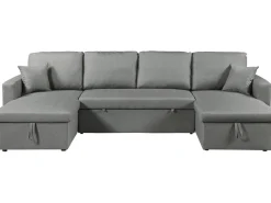 Canapé d'angle panoramique convertible en tissu 