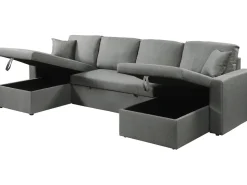 Canapé d'angle panoramique convertible en tissu 