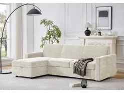 Canapé d'angle réversible convertible express en tissu "Celia" - 3 places  - Beige