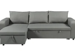 Canapé d'angle réversible/convertible en tissu "Victor" - 3 places - Gris