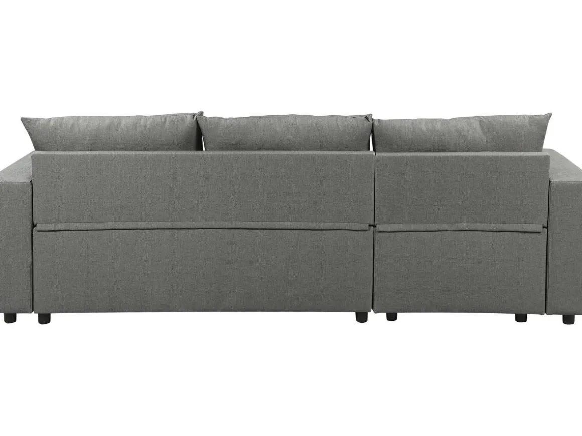 Canapé d'angle réversible/convertible en tissu "Victor" - 3 places - Gris