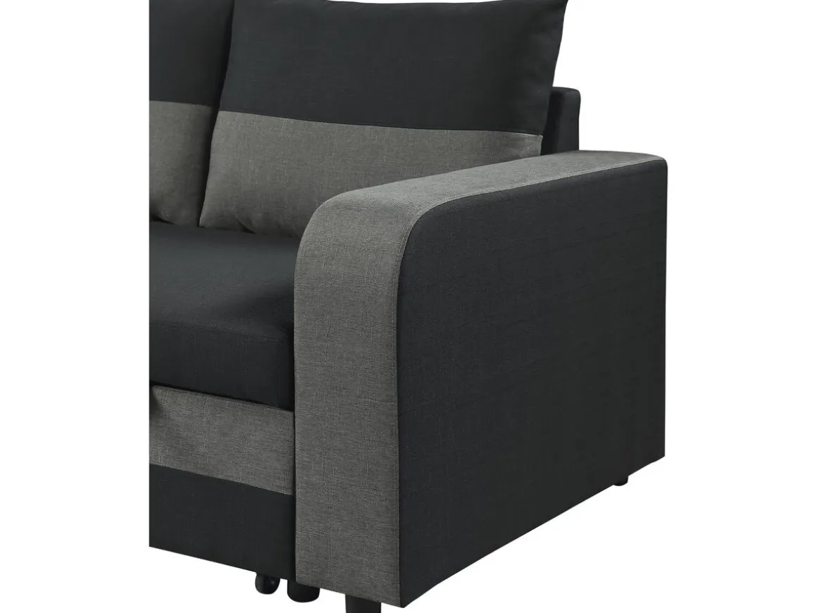 Canapé d'angle réversible/convertible en tissu "Victor" - 3 places - Noir