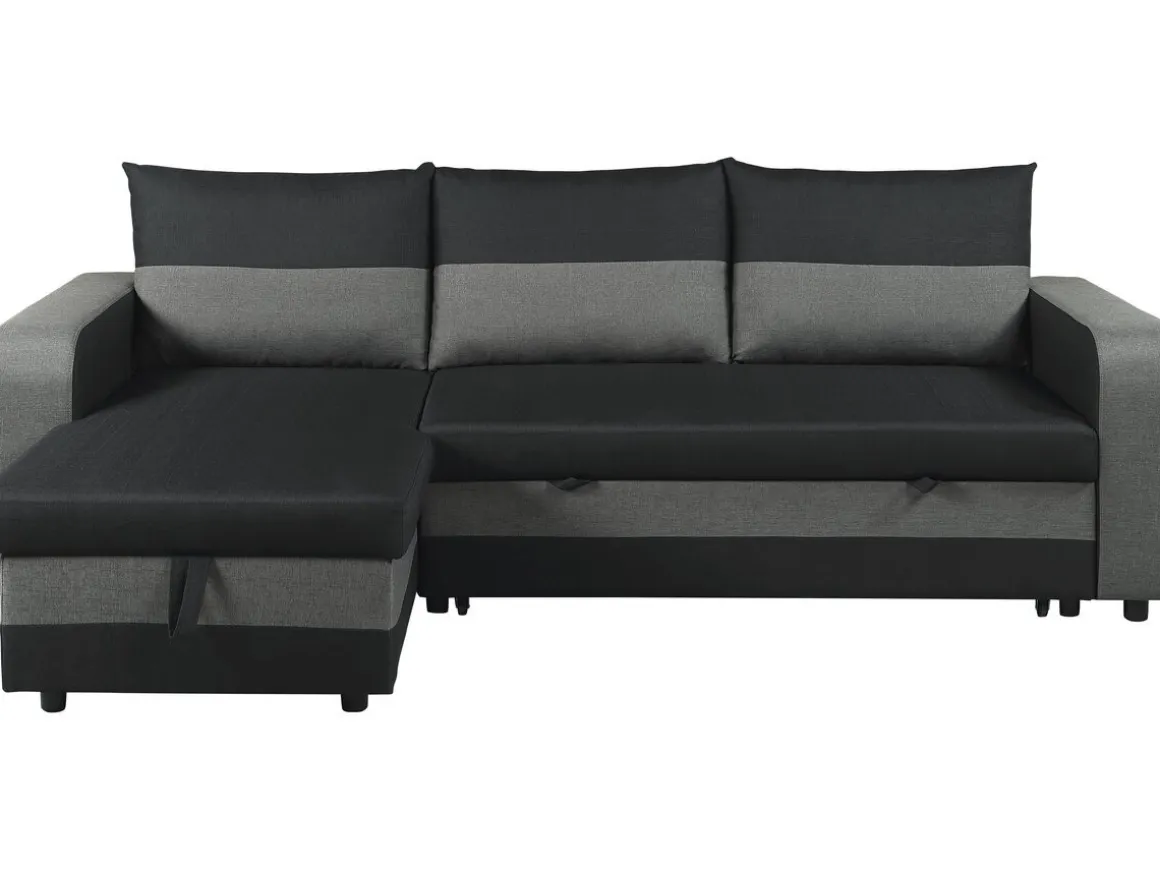 Canapé d'angle réversible/convertible en tissu "Victor" - 3 places - Noir