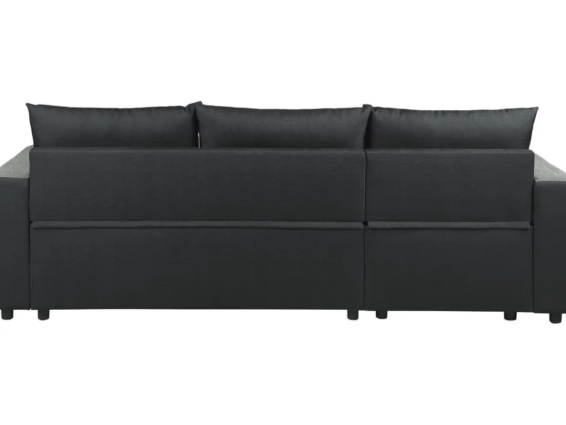 Canapé d'angle réversible/convertible en tissu "Victor" - 3 places - Noir
