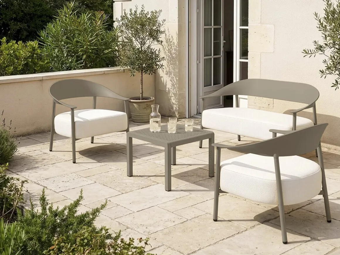 Canapé de jardin en plastique et métal "Céora" - 2 places - Taupe