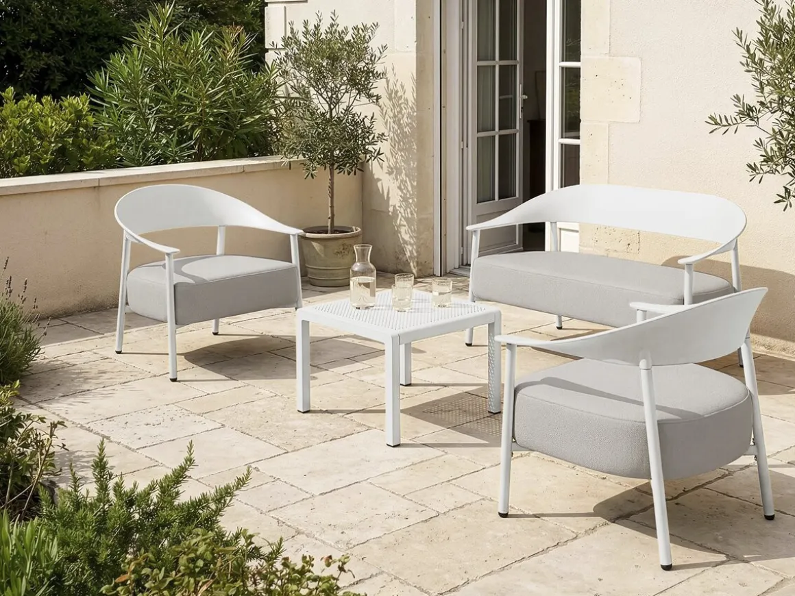 Canapé de jardin en plastique et métal "Céora" - 2 places - Blanc