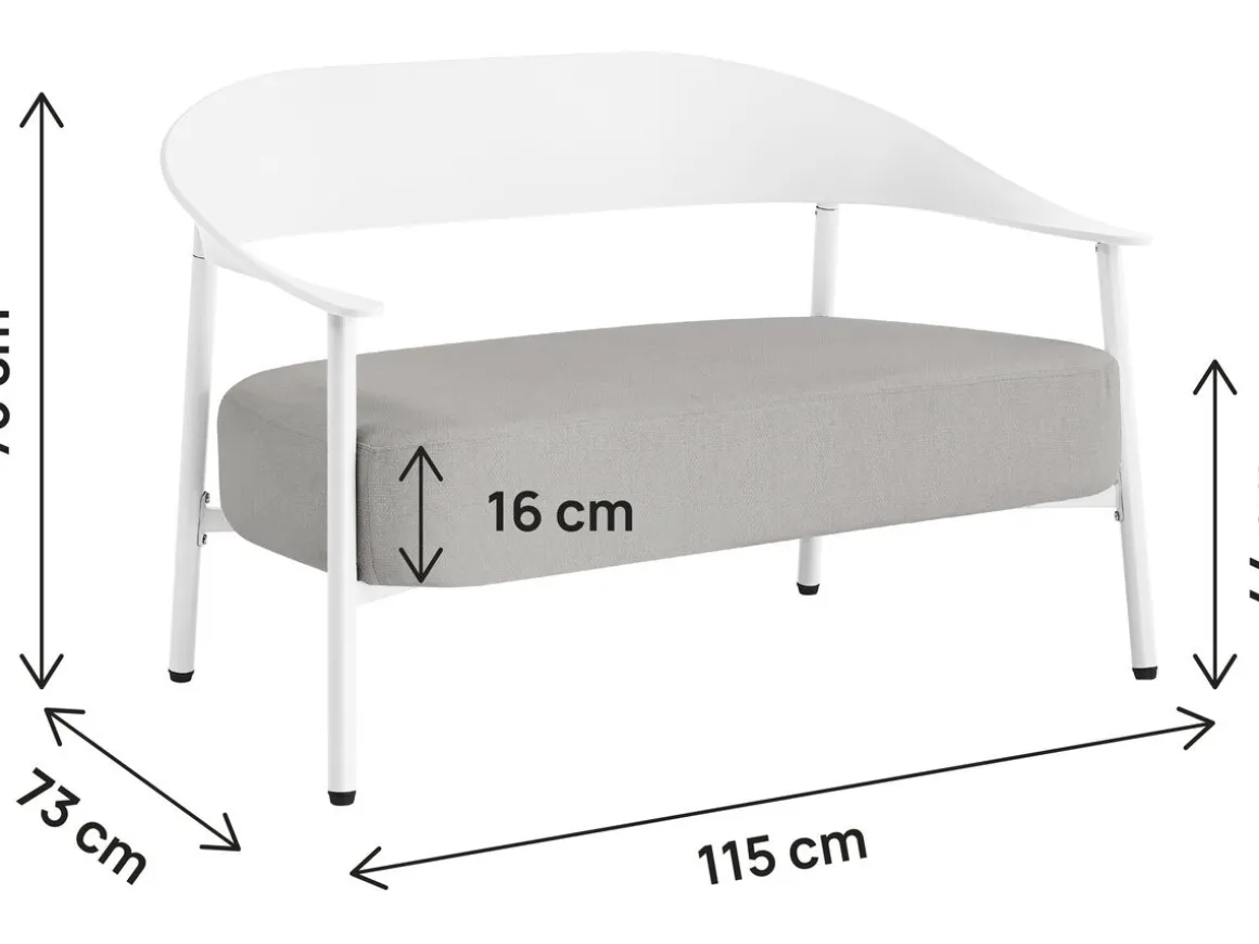 Canapé de jardin en plastique et métal "Céora" - 2 places - Blanc