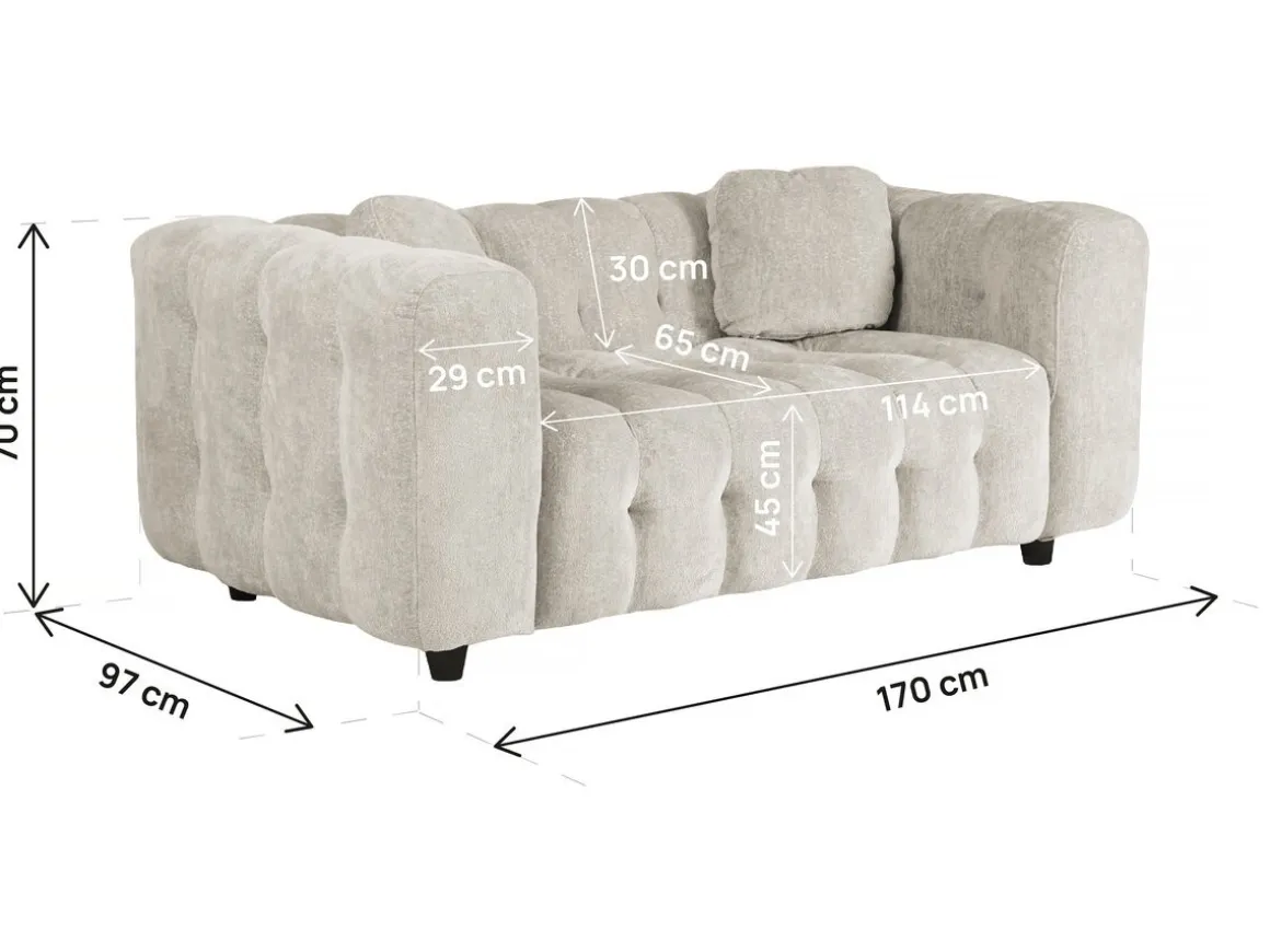 Canapé droit en tissu chenille "Vendome" - 2 places - Beige