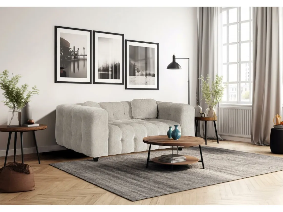 Canapé droit en tissu chenille "Vendome" - 2 places - Beige