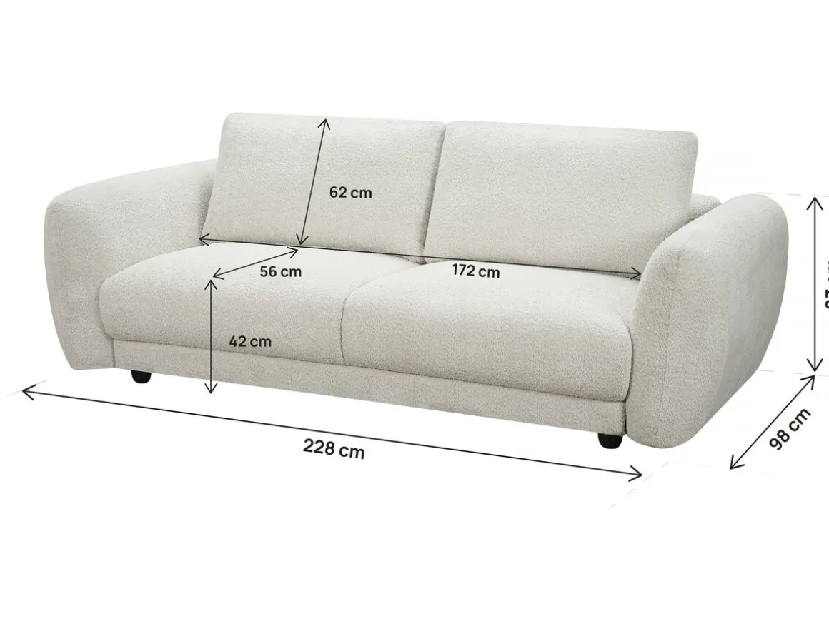 Canapé droit en tissu chenille "Saint Germain S" - 3 places - Beige