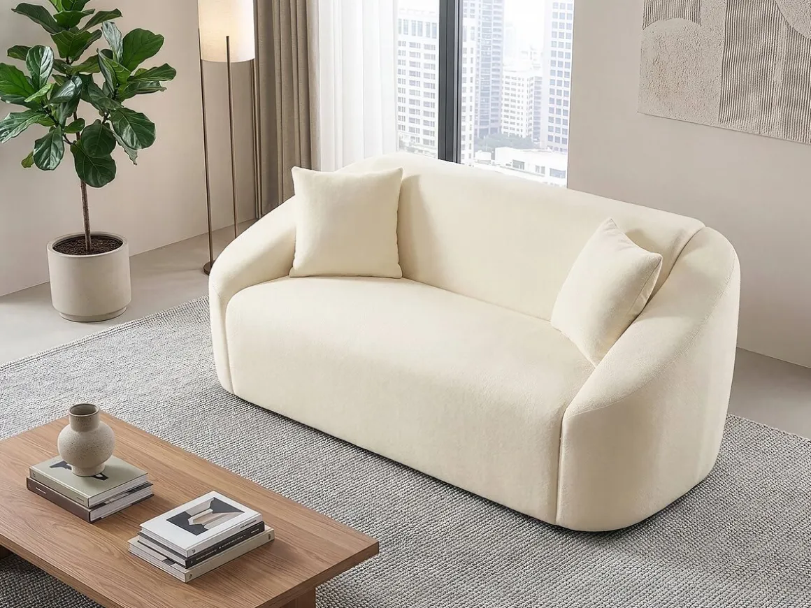 Canapé droit fixe en tissu "Ondine" - 2 places - Beige