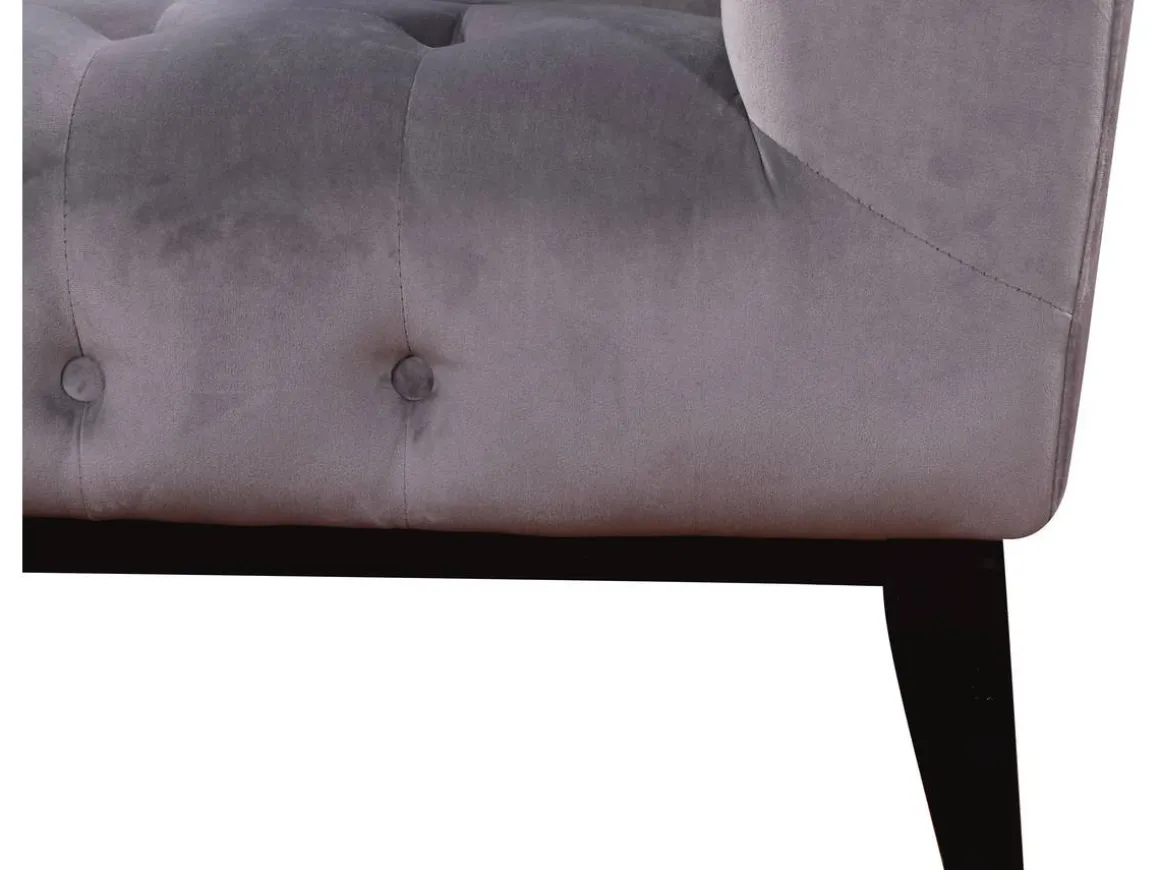 Canapé droit fixe en velours "Vanessa" - 3 places - Gris clair