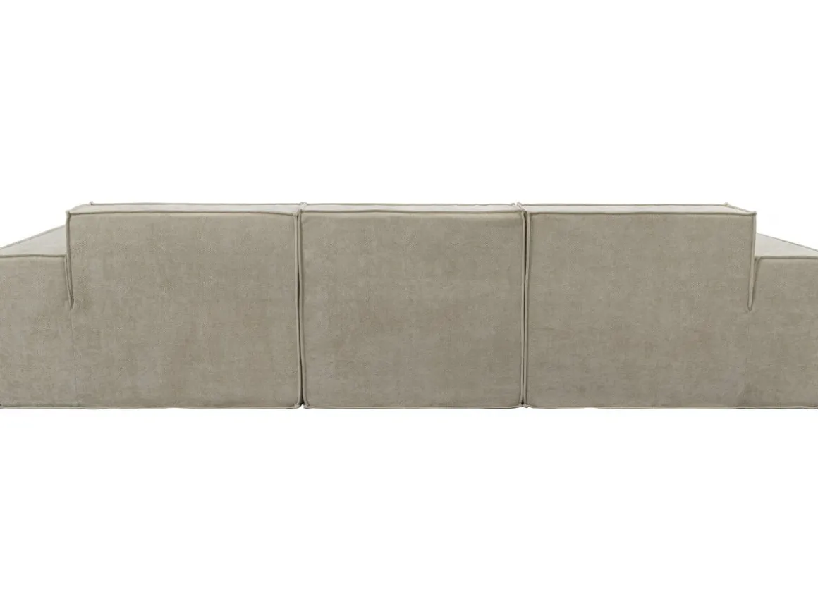 Canapé droit modulable avec ottoman en tissu texturé "Lusso" - 4 places - Beige