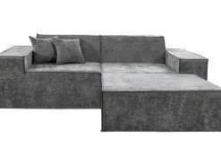 Canapé droit modulable avec ottoman en tissu texturé 