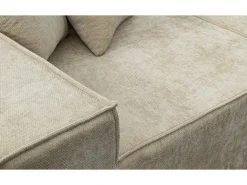 Canapé droit modulable avec ottoman en tissu texturé "Lusso" - 3 places - Beige