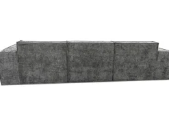 Canapé droit modulable avec ottoman en tissu texturé 