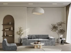 Canapé droit modulable en tissu texturé 