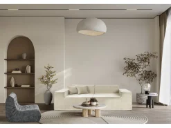 Canapé droit modulable en tissu texturé 