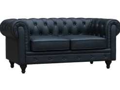 Canapé fixe Chesterfield "Aliza" - 157 x 82 x 70 cm - 2 places - Noir