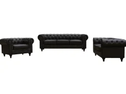 Canapé fixe Chesterfield "Aliza" - 157 x 82 x 70 cm - 2 places - Marron