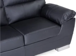 Canapé fixe en cuir reconstitué et PVC "Dallas" - 169 x 88 x 90 cm - 2 places - Noir