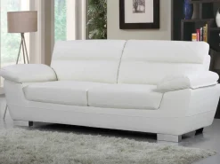 Canapé fixe en cuir reconstitué et PVC "Dallas" - 210 X 88 X 90 cm - 3 places - Blanc